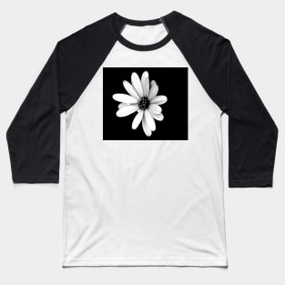 Black and White Flower Baseball T-Shirt